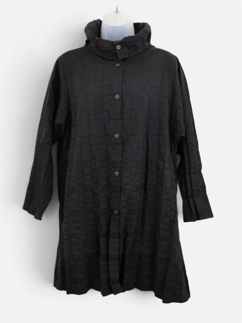 Babette Women's P Black Crinkle Buttoned Lightweight Rain Hooded Jacket Coat